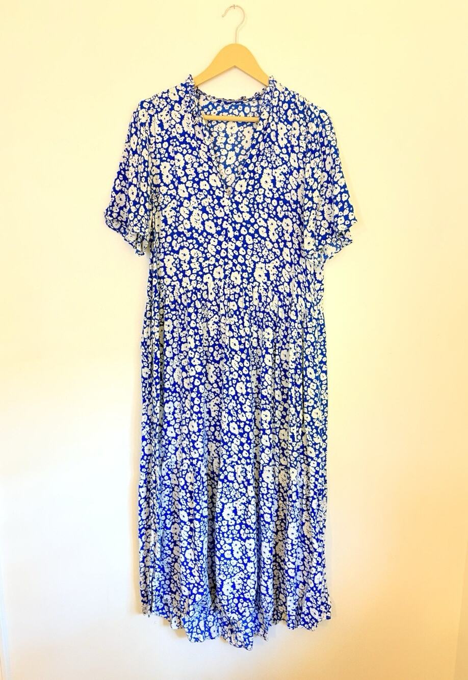 Zara Summer Dress Blue Floral Pattern Loose Fit Size S